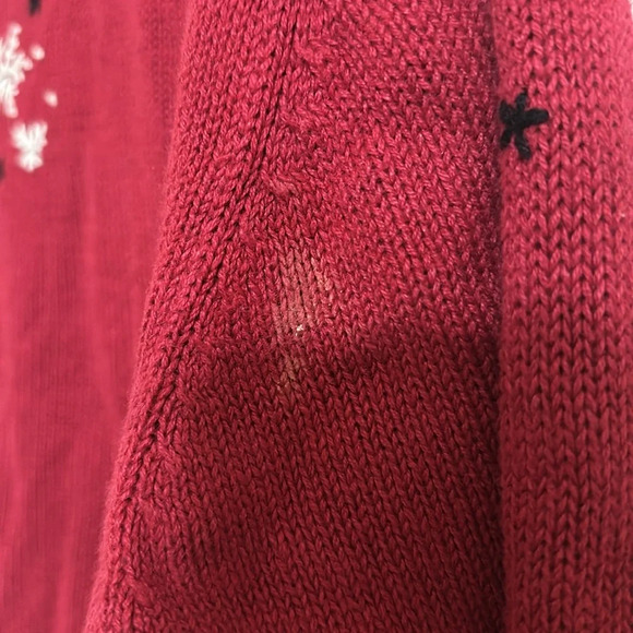 Vintage Christmas Cardigan Zip Sweater with Faux Fur Collar Embroidered/Beaded - Picture 7 of 7